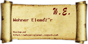 Wehner Elemér névjegykártya